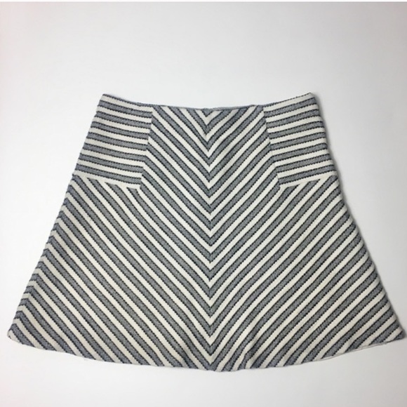 Ann Taylor LOFT Cream & Grey Striped Mini Skirt MP. Size S - Picture 1 of 5